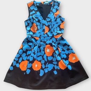 Plenty‎ Tracy Reese Floral Print Fit & Flare Pleated Dress Women's 8 Medium